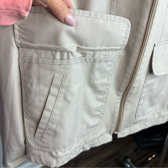 London Fog Vintage Cream Zip Jacket Blazer with Pockets size 40 Reg - Medium - Picture 9 of 11